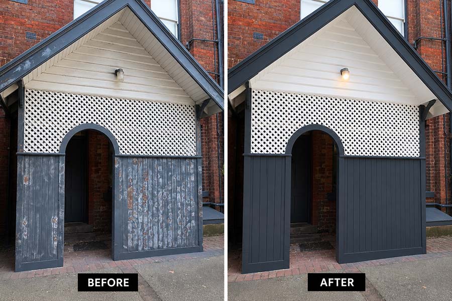 Before and after exterior painting project completed in Balwyn North VIC 3104 by Perfection Coating