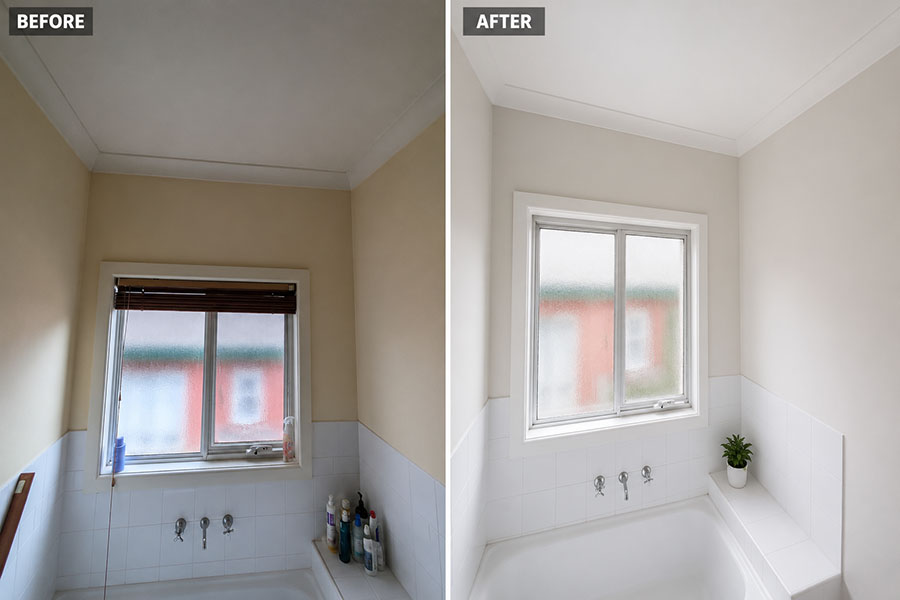 Donvale bathroom before and after interior painting by Perfection Coating