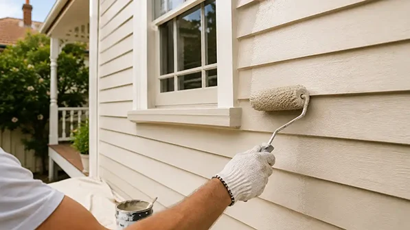 Melbourne weatherboard house exterior being prepared for painting — scraping and sanding preparation before primer application
