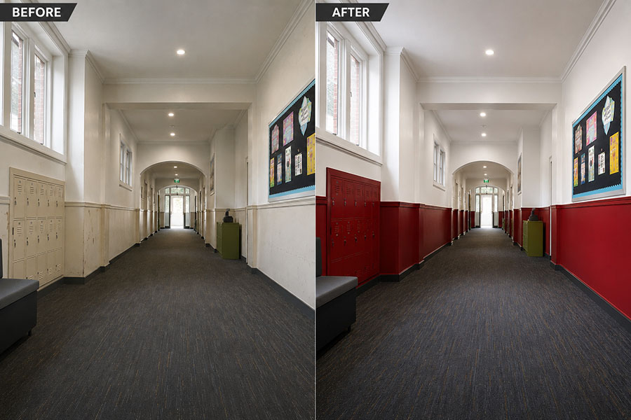 School painting Melbourne before and after corridor wall painting project