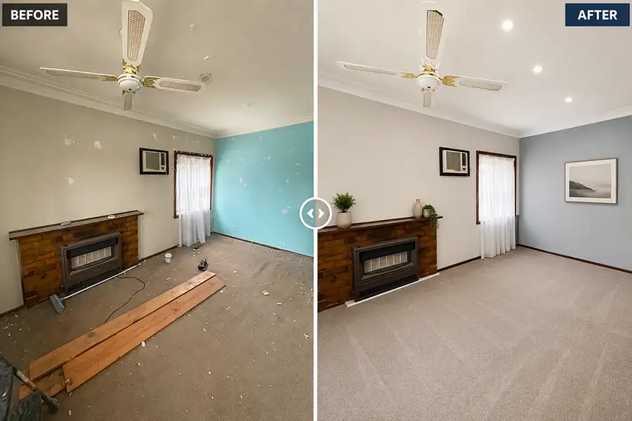 Templestowe Lower interior before and after painting project by Perfection Coating