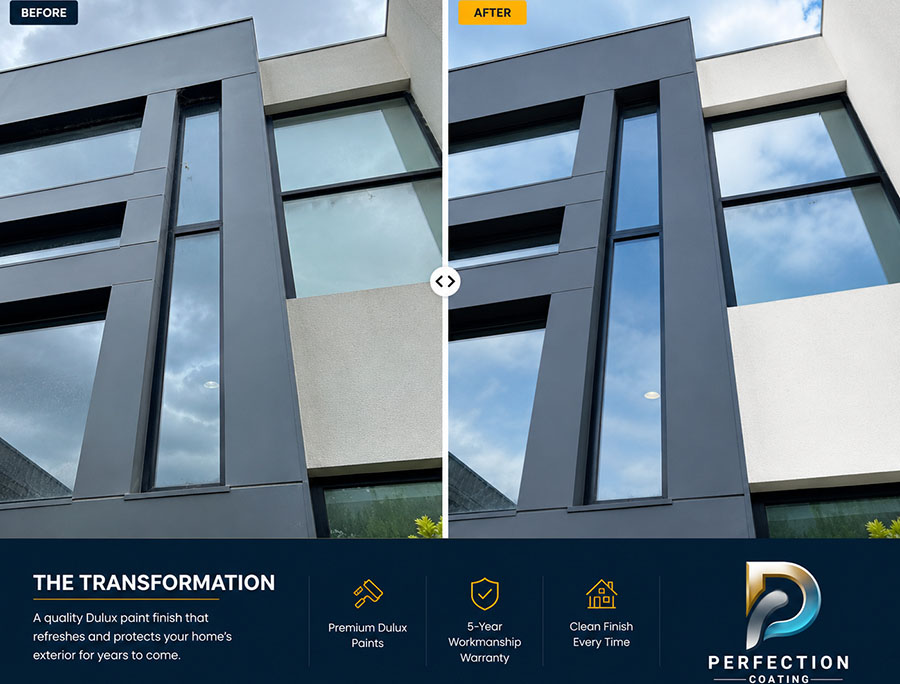 Vermont modern exterior before and after painting by Perfection Coating